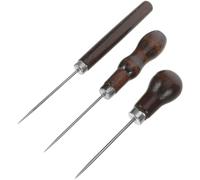 PLAFOPE Lot de 3 Poinçons de Couture en Cuir avec Manche en Bois, Outil de Perçage Artisanal pour Travail du Cuir Épais, Perforation Précise pour Maroquinerie, Réparation