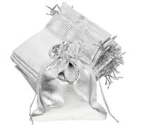 PLAFOPE Lot de 30 Paquet D’emballage pour Bijoux Multifonctions en Tissu Argenté 9x12 Cm à Cordon de Serrage, Pochettes Présents Pratiques pour Mariage, Friandises et Rangement,