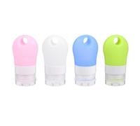 PLAFOPE Lot de 4 Bouteilles de Voyage en Silicone Souple 38ml - Distributeurs Cosmétiques Réutilisables et Étanches, Assortiment Couleurs - Compact pour Kit Hygiène et Soins Personnels
