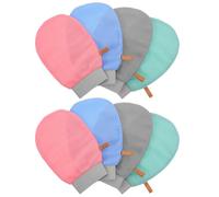 PLAFOPE Lot de 4 Paires de Moufles Exfoliants Double Face pour Bain Moufles de Gommage en Tissu Doux Réutilisables pour Peau Sensible et Spa