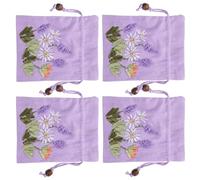 PLAFOPE Lot de 4 Pochettes Présents en Brocart de Lin Brodées Lavande, Mini Sachets à Cordon, 11X14 CM, Multi-Usages pour Bijoux, Rangement et Aromathérapie, pour Présents et Décoration