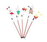 PLAFOPE Lot de 5 Bâtonnets à Taquiner pour Chats Style Noël Motifs Père Noël, Sapin, Botte, Renne et Cloche, Jouets Interactifs Amusants pour Jeu de Chaton