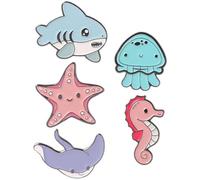 PLAFOPE Lot de 5 Épingles à Décor Animaux Marins en Alliage de Zinc, Décoratives et Polyvalentes, Style Cartoon Adorable pour Chaussures et Célébrations