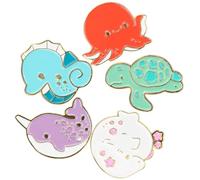 PLAFOPE Lot de 5 Épingles en Alliage Émaillé Thème des Animaux Marins, Accessoires Décoratifs D'animaux pour Occasions Informelles et Formelles Plusieurs styles