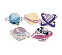 PLAFOPE Lot de 5 Set de Broches Émail Planète en Alliage, Ensemble de Pins pour Femmes, Épingles Décoratives pour Paquet à Dos et Vêtements, Broches Univers Cartoon Adaptées la Mode