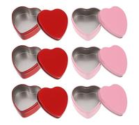 PLAFOPE Lot de 6 Boîtes en Métal de Cœur avec Couvercle, 60x59x27 Mm, Couleurs Rouge et Rose, Boîtes à Bonbons et Présents pour Mariage, Saint-valentin et Rangement D’objets Décoratifs