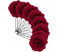 PLAFOPE Lot de 8 Épingles à Cheveux Mariage Vintage en Velours Rouge Accessoires Coiffure Mariée Fleurs Roses Pinces à Cheveux pour Demoiselles D’Honneur et Cérémonies Élégantes