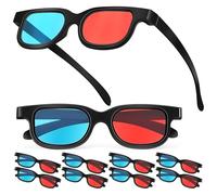 PLAFOPE Lunettes 3D pour Cinéma et Maison, 10 Pièces en Abs PE, Rouge et Bleu, Compatibles avec Écrans de Théâtre, Design Antidérapant Confortable