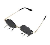PLAFOPE Lunettes de Soleil Nuage sans Monture Breloques Éclair Métal | 1 Paire, Usage Photo Booth et Festival, Réduit L’éblouissement, Style Streetwear pour Petits Visages