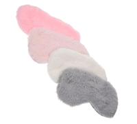 PLAFOPE Masques de Sommeil Cache-œil Duveteux en Chinlon Léger et Respirant, Lot de 4 Pièces Colorées, Confortables pour Dormir en Avion Lit Couleur Aléatoire