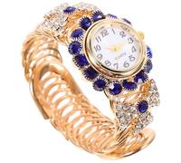 PLAFOPE Montre-Bracelet de Luxe pour Femme Cadran Brillant Quartz Précis Bracelet en Alliage Ouvert Bleu Montre Élégante pour Occasions Formelles et Présents Féminins