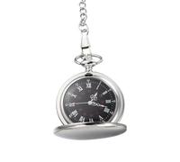 PLAFOPE Montre de Poche Rétro à Quartz Double Face, Alliage Argenté, Chaîne Longue, Style Classique et Délicat, Facile à Lire, pour Homme et Femme