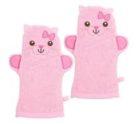 PLAFOPE Moufles de Bain 2 Pièces Forme Animaux pour Bébé en Coton et Faciles à Nettoyer, pour Toilette et Bain des Garçon et Filles en W nd ou Camping