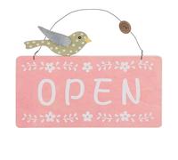 PLAFOPE Panneau Ouvert/fermé en Bois Rose, Double Face, pour Indiquer les Horaires D’ouverture, Installation Facile, pour Boutique et Maison, Style Rustique Vintage