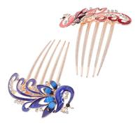 PLAFOPE Peignes à Cheveux Latéraux en Alliage Solide Ornés de Strass, 2 Pièces, Style Glamour Forme de Paon, pour Occasions Spéciales et Coiffure Féminine