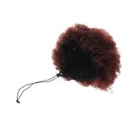 PLAFOPE Perruque Afro Bouclée Brune Perruque Synthétique Douce et Élastique Style Naturel Afro avec Chignon pour Femme Accessoire Costume Fête Halloween Cosplay