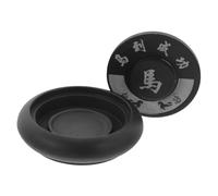 PLAFOPE Pierre à Encre Ronde Naturelle pour Calligraphie Chinoise Accessoire Traditionnel avec Surface Lisse pour Broyage Dragon Tai Chi Légère et Portable pour Étudiants et Débutants