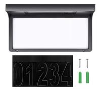 PLAFOPE Plaque Numéro de Maison Solaire Lumineuse 6 Led, Étanche et Moderne, Éclairage Large pour Jardin et Mur Extérieur, Batterie 1.2v 600mah en Polysilicium et Plastique Noir