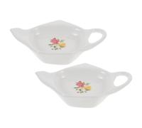 PLAFOPE Plat à Sachets de Thé en Céramique Blanche de Théière, Résistant à l'usure et Léger, Maison ou L'hôtel, Lot de 2 Pièces