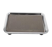 PLAFOPE Plateau Antigoutte en Acier Inoxydable Argenté avec Bord Surélevé et Surface Antidérapante pour Fontaines à Eau et Bols de Chat