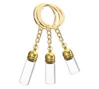PLAFOPE Porte-clés Flacons en Verre Or et Diamètre de Trou 4mm Lot de 3 Distributeur D'huile Multifonction Design Décoratif pour Huiles Essentielles pour Présents