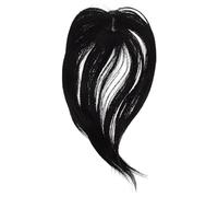 PLAFOPE Postiche avec Frange Rideau 3d Naturelle Noire, Pièce de Remplacement -longue pour Femme, Matière Douce Confortable, Usage Quotidien et Costume Halloween, Technologie Adaptation