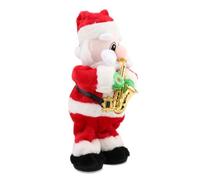 PLAFOPE Poupée Musicale du Père Noël Électrique Rouge Saxophone, en Plastique et Tissu pour Décoration de Noël et Ambiance Festive, Fonctionne 3 Piles AA