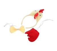 PLAFOPE Serrage-tête Coq 3 Pièces 3d Jaune Réglable en Tissu Doux pour Garçon et Filles, Accessoires de Déguisement Pâques et Fêtes Costumées, Bandeau Animal Thème Poulet et Queue