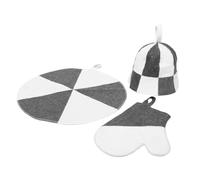 PLAFOPE Set de Bonnet Sauna Feutre Épais Absorbant avec Gants et Tapis Chapeau Isolant Humidité pour Homme et Femme Protection Complète la Chaleur Vapeur