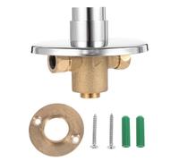 PLAFOPE Soupape de Chasse Urinoir à Bouton Poussoir en Cuivre, Murale | Commande Manuelle, Mécanisme Interne Précis, Finition Argenté Moderne, Kit D’accessoires de Fixation Inclus