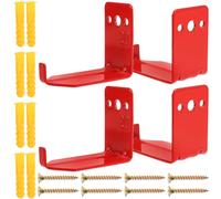 PLAFOPE Support Mural pour Extincteur 40 LB, Lot de 4 Crochets Métalliques Robustes Rouges Kit de Montage Complet, Support pour Fixation Murale de Sécurité Incendie