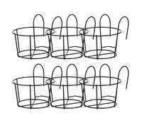PLAFOPE Support pour jardinière d'intérieur 6Pcs en fer noir, support mural pour suspendre des jardinières, design courbé, pour balustrades de balcon