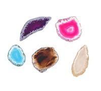 PLAFOPE Tranches D'agate Naturelles Perforées 5 Pcs Multicolores Pour Bricolage Bijoux Diy, Pendentifs Unisexes, Décoration Créative, Fabrication Collier, Artisanat, Loisirs Créatifs