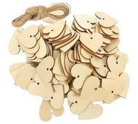 PLAFOPE Tranches de Bois de Cœur 4 CM Lot de 2 Paquet pour Artisanat Saint-Valentin Décoration de Mariage Pièces en Bois DIY Réutilisables pour Ornements et Décoration de Table
