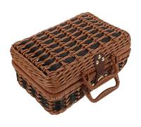 PLAFOPE Valise Tressée en Rotin Synthétique Rétro Petite Taille 22X17X11 CM Coffret de Rangement Vintage sans Doublure Étui de Rangement Portable pour Présents Mariage et Décoration