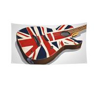 PLAGDECNA Bannière d'Halloween pour fête en plein air, cour, porche, toile de fond durable pour fêtes, jardin, bar, guitare drapeau britannique, grand drapeau britannique 180 x 90 cm résistant aux