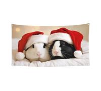 PLAGDECNA Bannière d'Halloween pour fête en plein air, cour, porche, toile de fond durable pour fêtes, jardin, bar, cochons d'Inde mignons, grand drapeau en polyester résistant aux déchirures 180 x 90