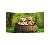 PLAGDECNA Bannière d'Halloween pour fête en plein air, cour, porche, toile de fond durable pour fêtes, jardin, bar, ours en tissu, grand drapeau en polyester résistant aux déchirures 180 x 90 cm