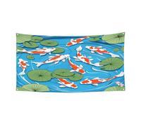 PLAGDECNA Bannière d'Halloween pour fête en plein air, cour, porche, toile de fond durable pour fêtes, jardin, bar, poisson japonais, grand drapeau en polyester résistant aux déchirures 180 x 90 cm