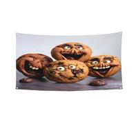 PLAGDECNA Bannière d'Halloween pour fête en plein air, cour, porche, toile de fond durable pour fêtes, jardin, bar, pépites de chocolat, grand drapeau en polyester résistant aux déchirures 180 x 90 cm