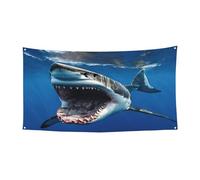 PLAGDECNA Bannière d'Halloween pour fête en plein air, cour, porche, toile de fond durable pour fêtes, jardin, bar, poisson de mer, grand drapeau en polyester résistant aux déchirures 180 x 90 cm