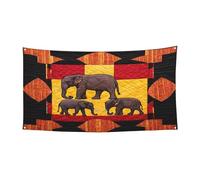 PLAGDECNA Bannière d'Halloween pour fête en plein air, cour, porche, toile de fond durable pour fêtes, jardin, bar, éléphant africain, grand drapeau en polyester résistant aux déchirures 180 x 90 cm