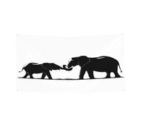 PLAGDECNA Bannière d'Halloween pour fête en plein air, cour, porche, toile de fond durable pour fêtes, jardin, bar, éléphant, grand drapeau en polyester résistant aux déchirures 180 x 90 cm
