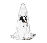 Plagdecna Cape à capuche d'Halloween pour adolescents, vache en noir et blanc, costume à capuche pour cosplay, fête de vampire de sorcière, robe fantaisie pour adolescents, carnaval, bande dessinée