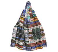 Plagdecna Cape à capuche longue unisexe pour adultes, plaque d'immatriculation, costume d'Halloween, cape poncho pour homme et femme, déguisement adulte pour Halloween, vampire sorcière, cosplay et