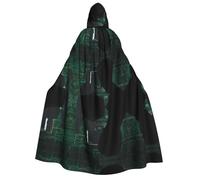 Plagdecna Cape d'Halloween pour adultes, cape gothique de sorcière, vampire, attaque de hacker, robe de fête unisexe avec capuche pour cosplay, bal masqué et décoration