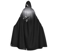 Plagdecna Cape d'Halloween pour adultes, cape gothique de sorcière, vampire, avion volant au-dessus de la mer, robe de fête unisexe avec capuche pour cosplay, bal masqué et décoration