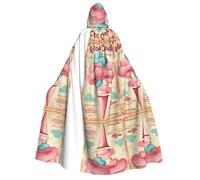 Plagdecna Cape d'Halloween pour adultes, cape gothique de sorcière vampire, barbe à papa, robe de fête unisexe avec capuche pour cosplay, bal masqué et décoration