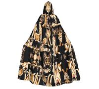 Plagdecna Cape d'Halloween pour adultes, cape gothique de sorcière, vampire, berger allemand, robe de fête unisexe avec capuche pour cosplay, bal masqué et décoration