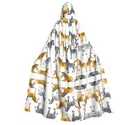 Plagdecna Cape d'Halloween pour adultes, cape gothique de sorcière, vampire, images de dessin animé, robe de fête unisexe avec capuche pour cosplay, bal masqué et décoration
